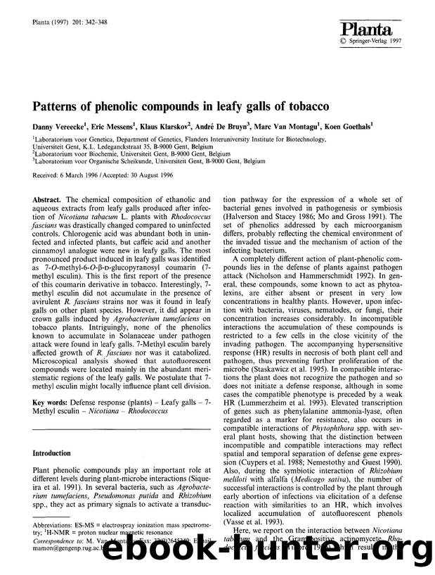 Patterns of phenolic compounds in leafy galls of tobacco by Unknown