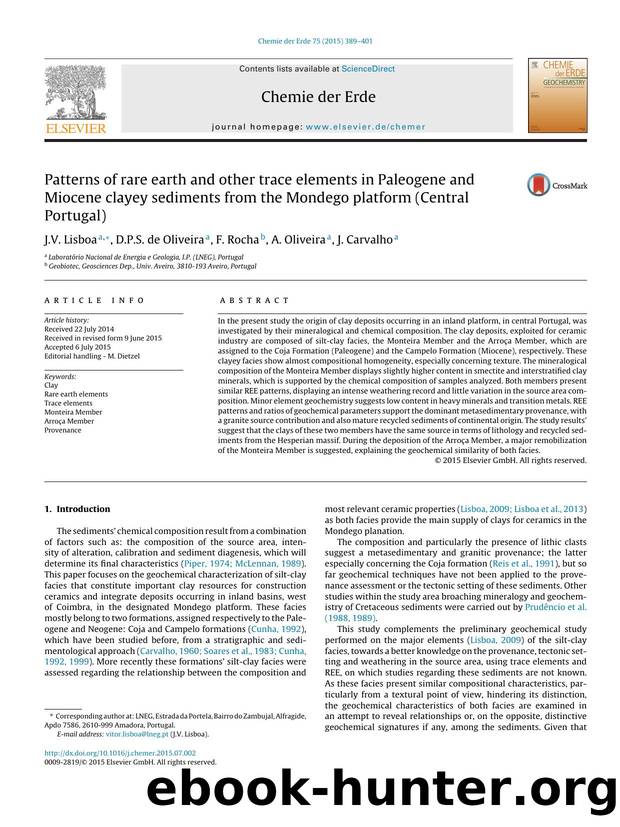 Patterns of rare earth and other trace elements in Paleogene and Miocene clayey sediments from the Mondego platform (Central Portugal) by J.V. Lisboa & D.P.S. de Oliveira & F. Rocha & A. Oliveira & J. Carvalho