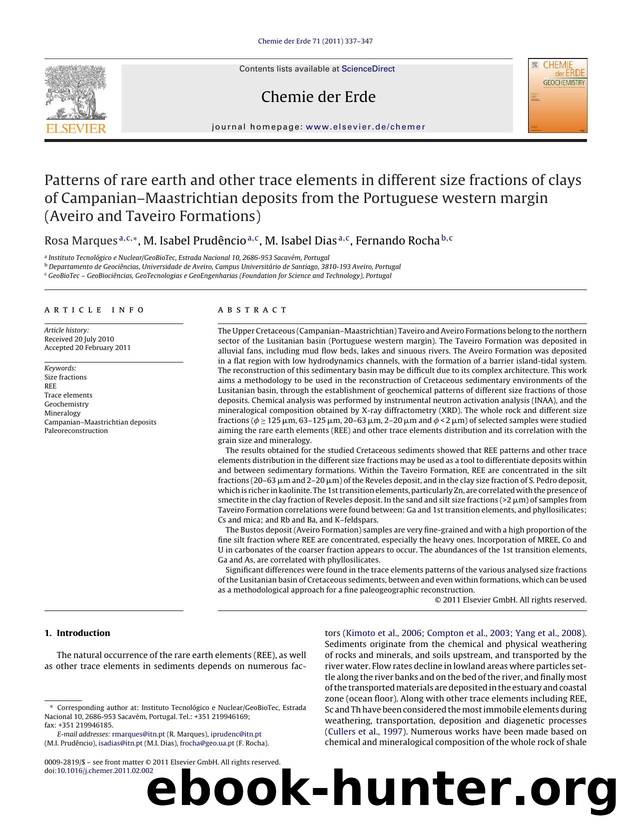 Patterns of rare earth and other trace elements in different size fractions of clays of CampanianÃ¢â¬âMaastrichtian deposits from the Portuguese western margin (Aveiro and Taveiro Formations) by Rosa Marques