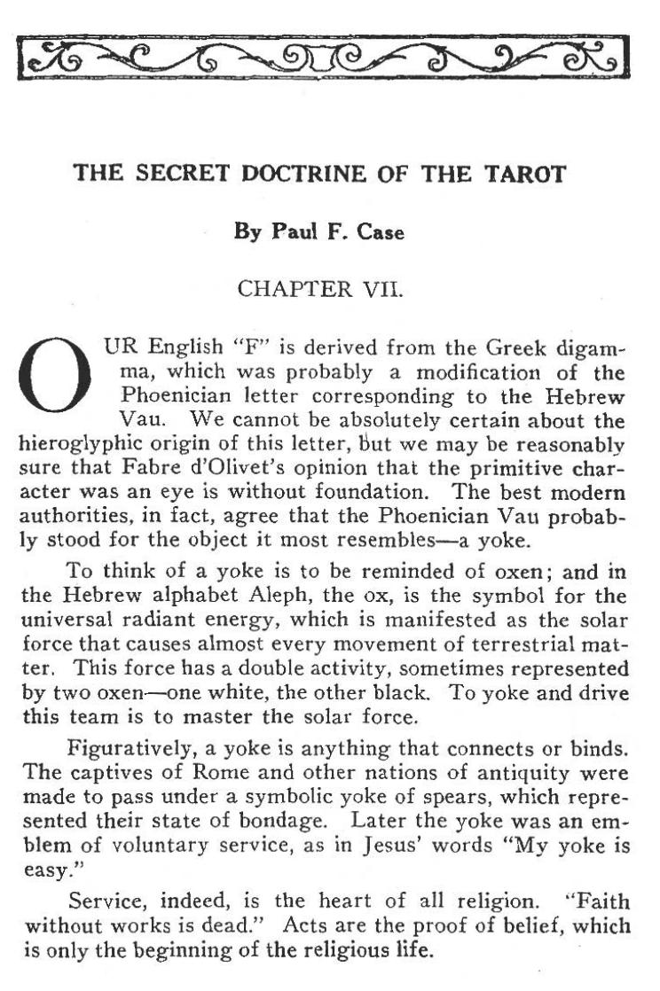 Paul Foster Case by The secret doctrine of the tarot