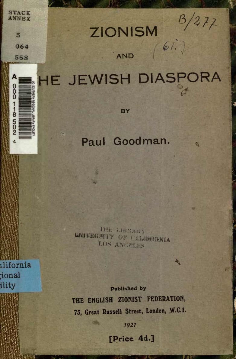 Paul Goodman by Zionism & the Jewish Diaspora