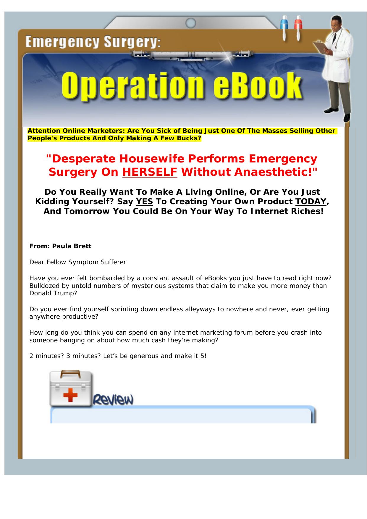 Paula Bretts Operation EBook - Create Your Very Own EBook Today! by Best of Kuszter's Collection