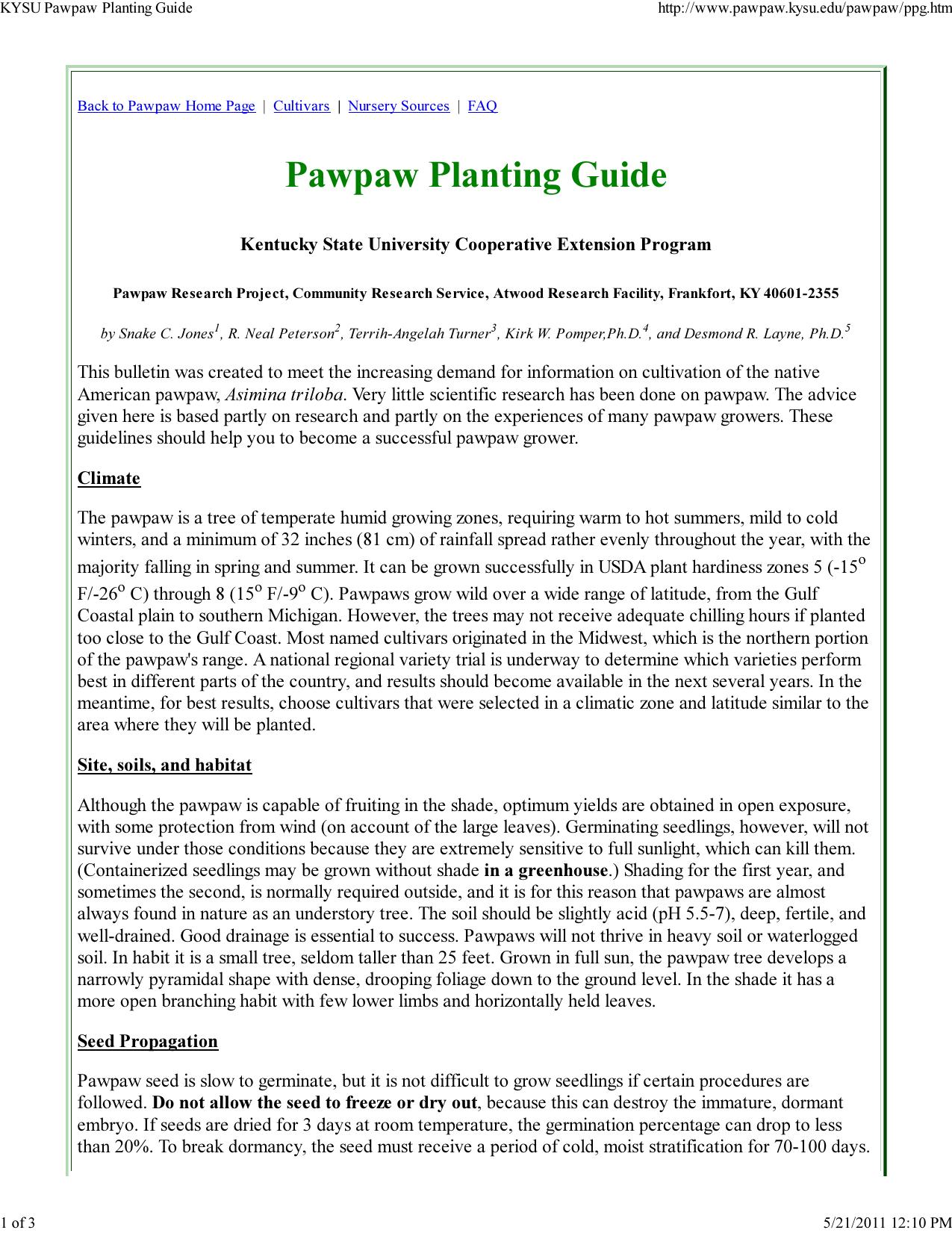 Pawpaw Planting Guide by KSUCEP
