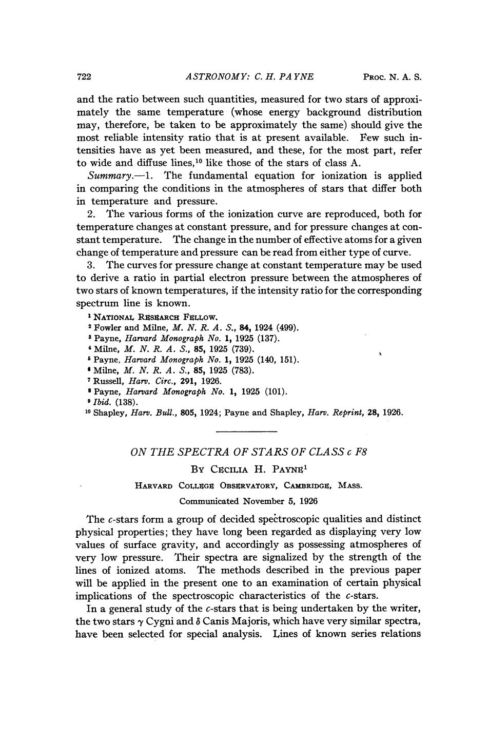 Payne C. H. by On the Spectra of Stars of Class c F8 (1926)(7s)