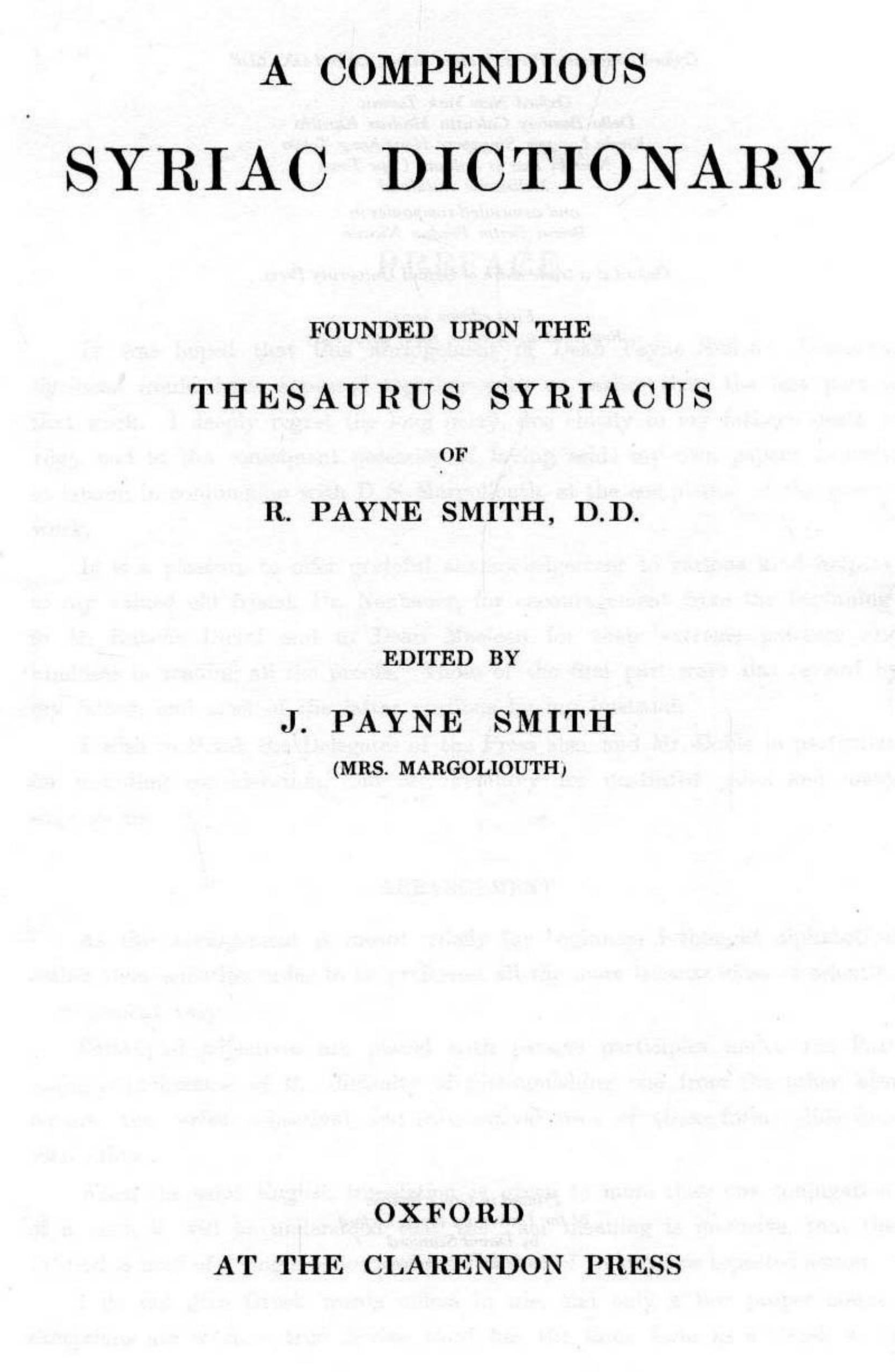 Payne Smith by Syriac Dictionary