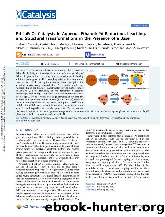 Pd-LaFeO3 Catalysts in Aqueous Ethanol: Pd Reduction, Leaching, and Structural Transformations in the Presence of a Base by unknow