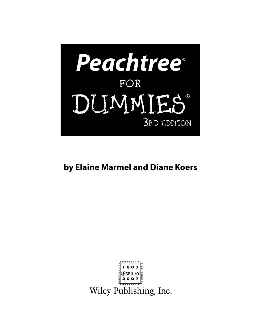 Peachtree for dummies by Elaine J Marmel; Diane Koers