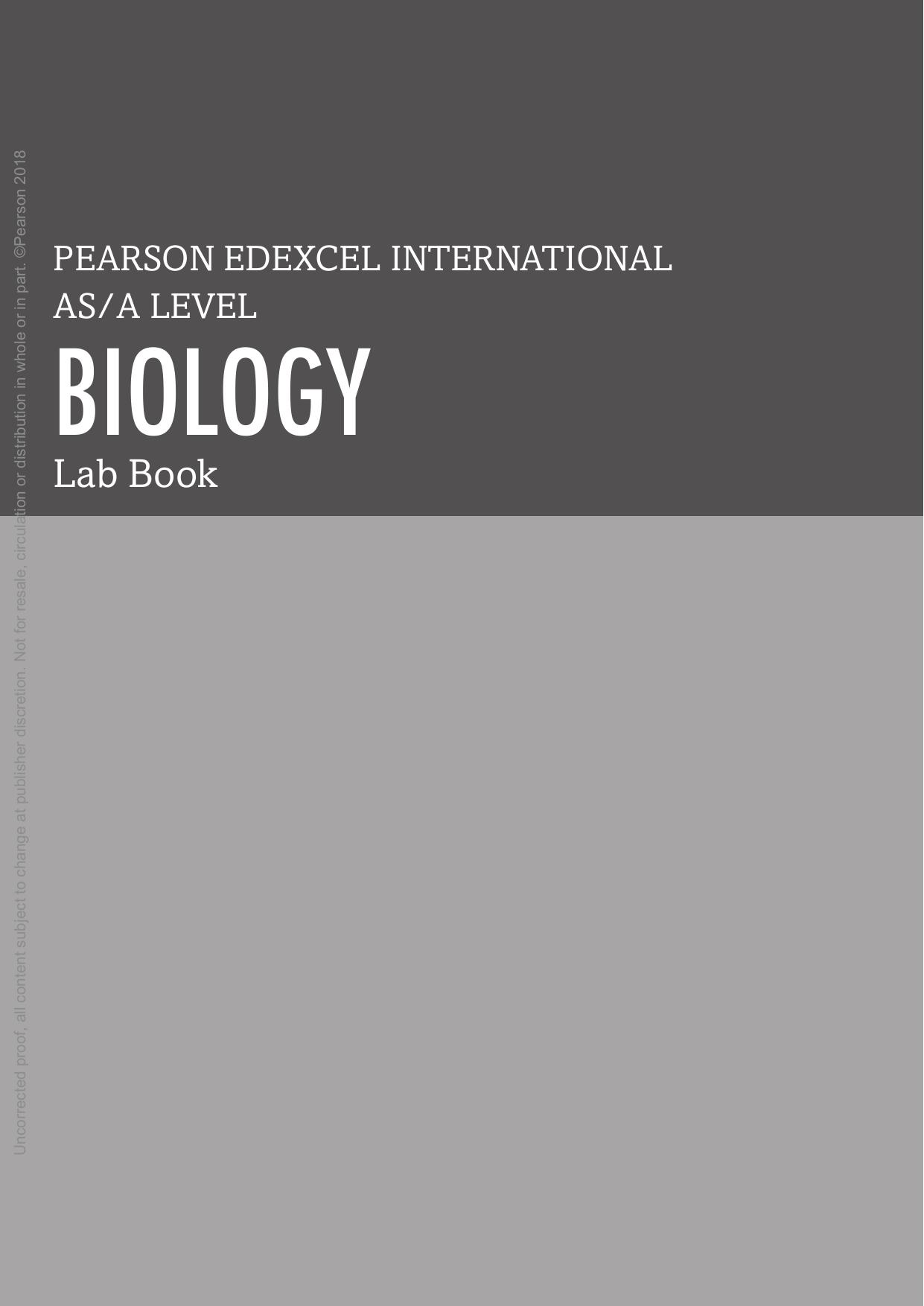 Pearson Edexcel International A Level Biology Lab Book: Lab Book by Pearson