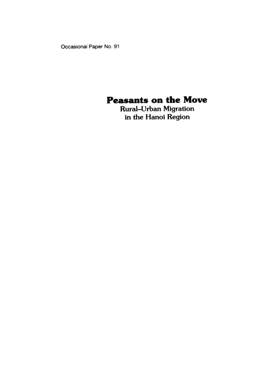 Peasants on the Move: Rural-Urban Migration in the Hanoi Region by Li Tana