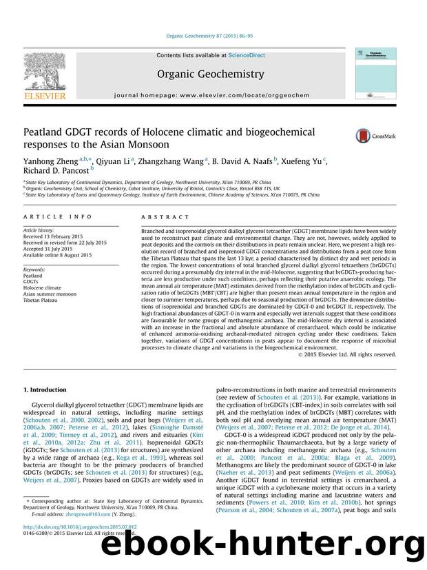 Peatland GDGT records of Holocene climatic and biogeochemical responses to the Asian Monsoon by Yanhong Zheng & Qiyuan Li & Zhangzhang Wang & B. David A. Naafs & Xuefeng Yu & Richard D. Pancost