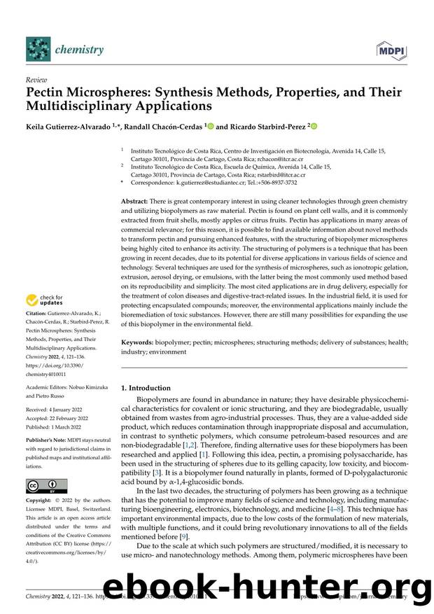 Pectin Microspheres: Synthesis Methods, Properties, and Their Multidisciplinary Applications by Keila Gutierrez-Alvarado Randall Chacón-Cerdas & Ricardo Starbird-Perez