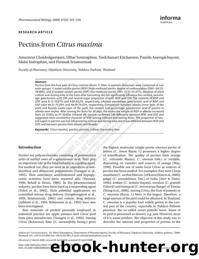 Pectins from Citrus maxima by unknow