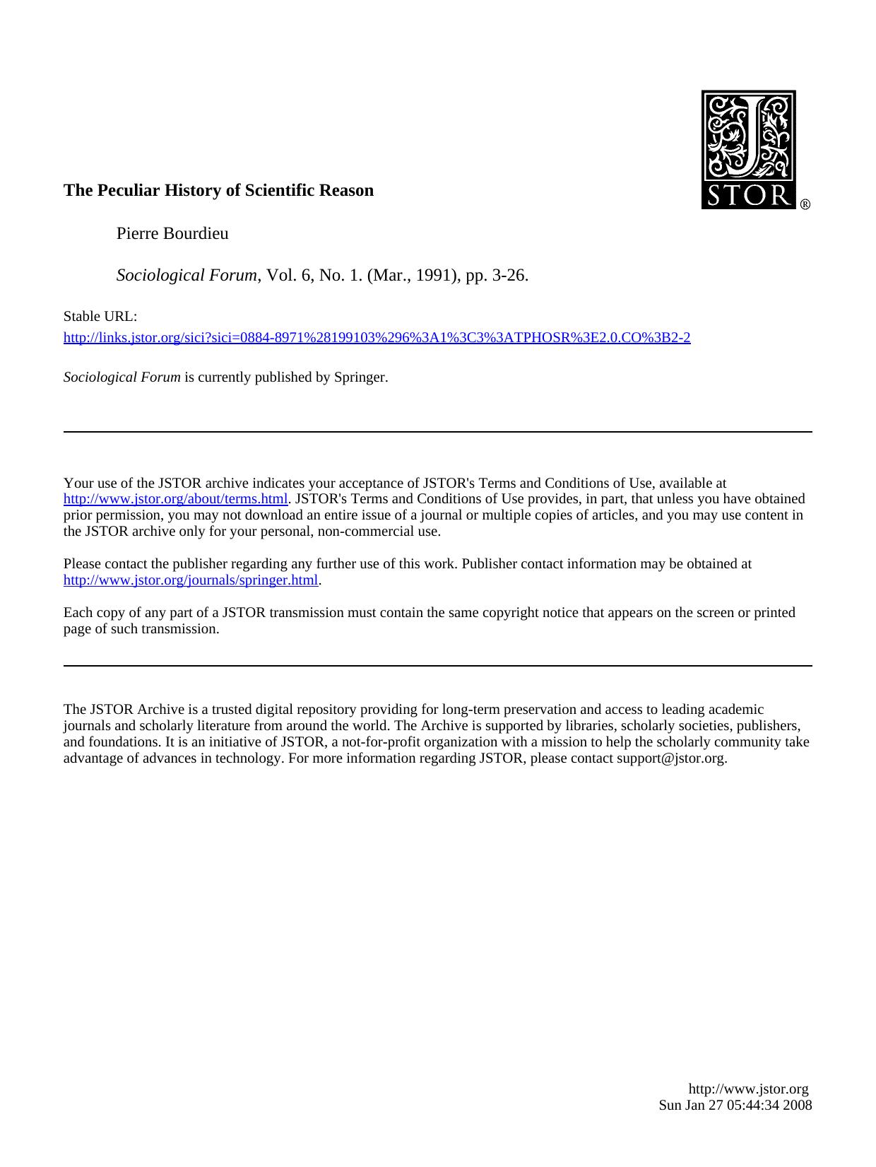 Peculiar History Of Scientific Reason by Unknown