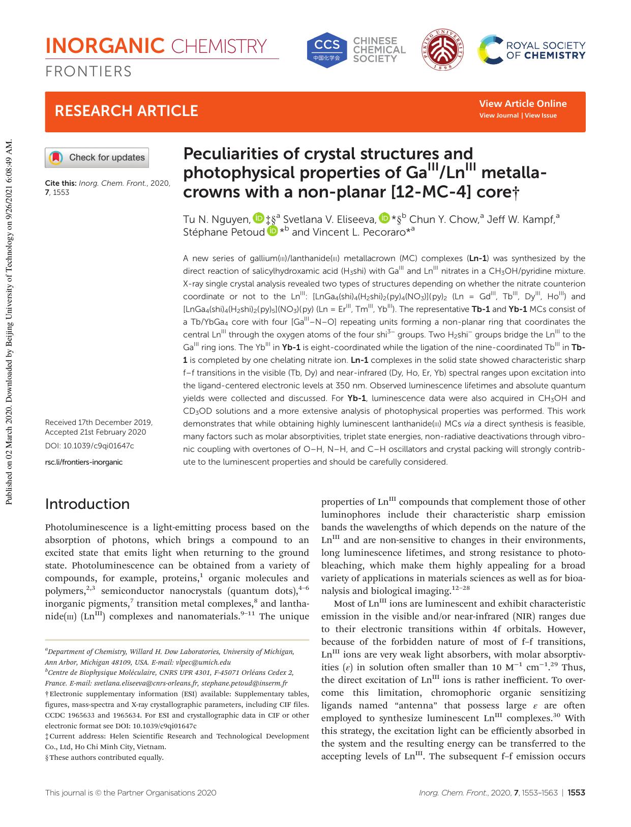 Peculiarities of crystal structures and photophysical properties of GaIIILnIII metallacrowns with a non-planar [12-MC-4] core by unknow