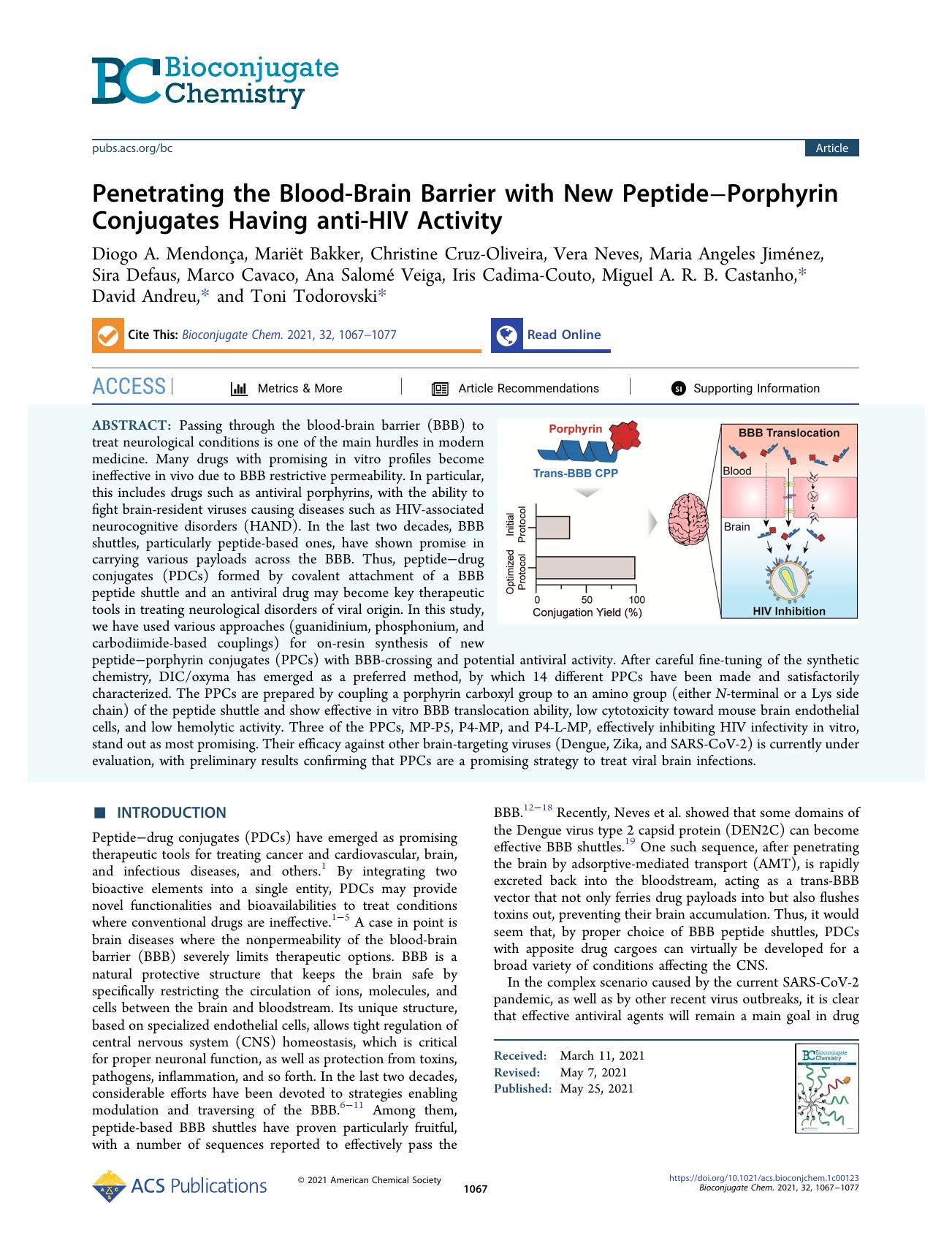 Penetrating the Blood-Brain Barrier with New PeptideâPorphyrin Conjugates Having anti-HIV Activity by unknow