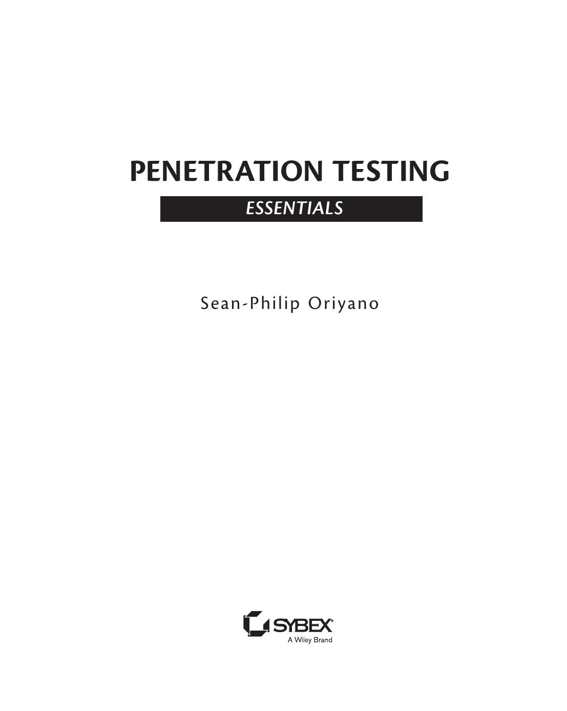 Penetration Testing Essentials by Sean-Philip Oriyano