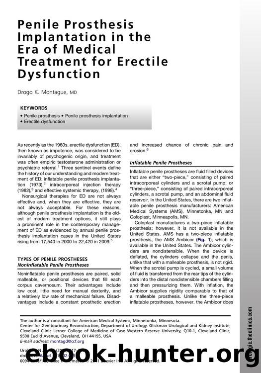 Penile Prosthesis Implantation in the Era of Medical Treatment for Erectile Dysfunction by Drogo K. Montague MD