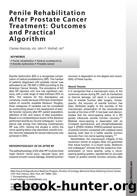 Penile Rehabilitation After Prostate Cancer Treatment: Outcomes and Practical Algorithm by Clarisse Mazzola MD & John P. Mulhall MD