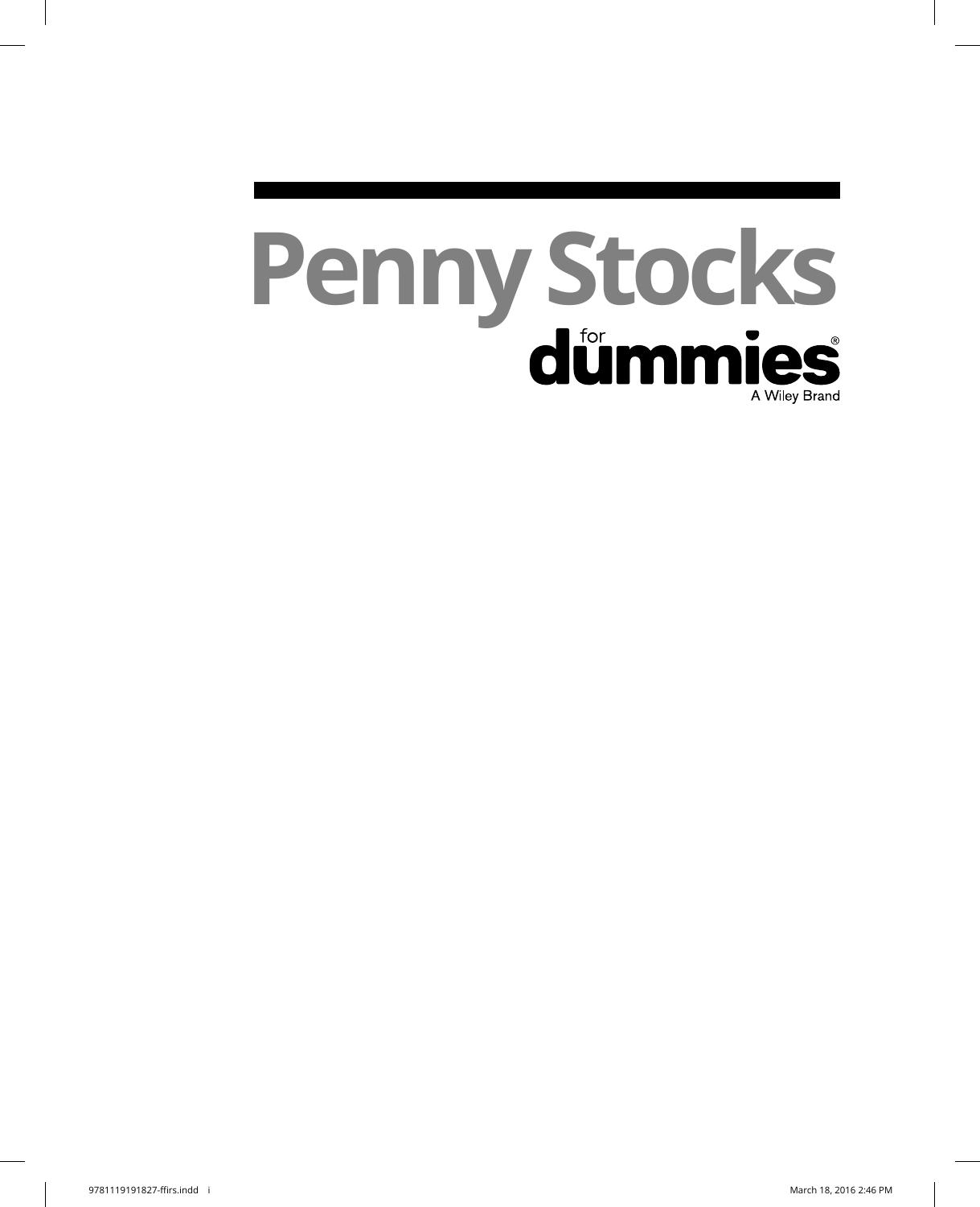 Penny Stocks for Dummies by Peter Leeds