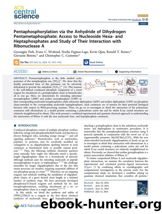 Pentaphosphorylation via the Anhydride of Dihydrogen Pentametaphosphate: Access to Nucleoside Hexa- and Heptaphosphates and Study of Their Interaction with RibonucleaseÂ A by unknow