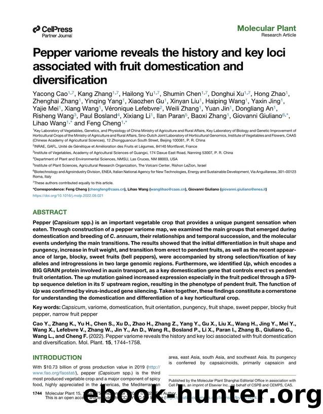 Pepper variome reveals the history and key loci associated with fruit domestication and diversification by unknow