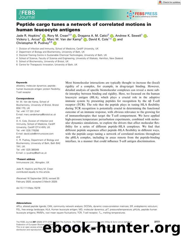 Peptide cargo tunes a network of correlated motions in human leucocyte antigens by Unknown