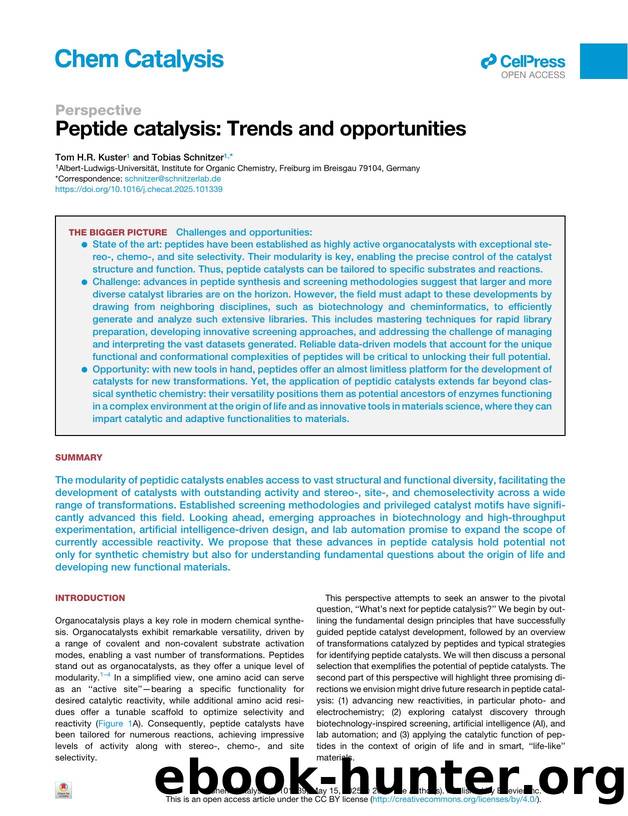 Peptide catalysis: Trends and opportunities by Tom H.R. Kuster