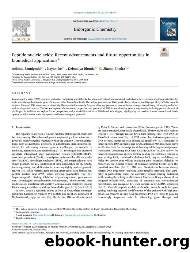 Peptide nucleic acids: Recent advancements and future opportunities in biomedical applications by Achinta Sannigrahi & Nayan De & Debmalya Bhunia & Jhuma Bhadra
