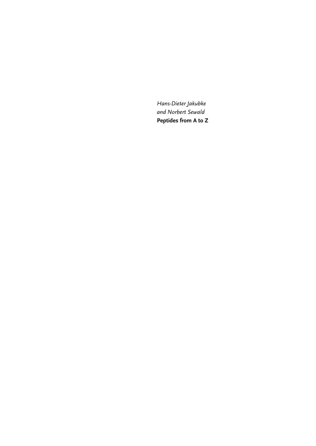 Peptides from A to Z: A Concise Encyclopedia by Unknow