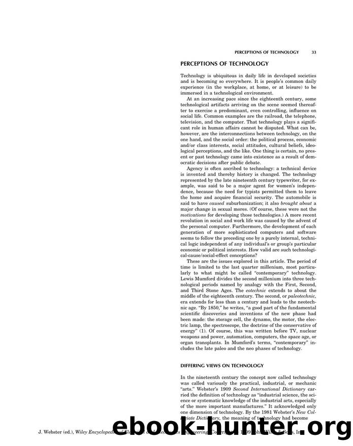 Perceptions of Technology". In: Wiley Encyclopedia of Electrical and Electronics Engineering by Unknown