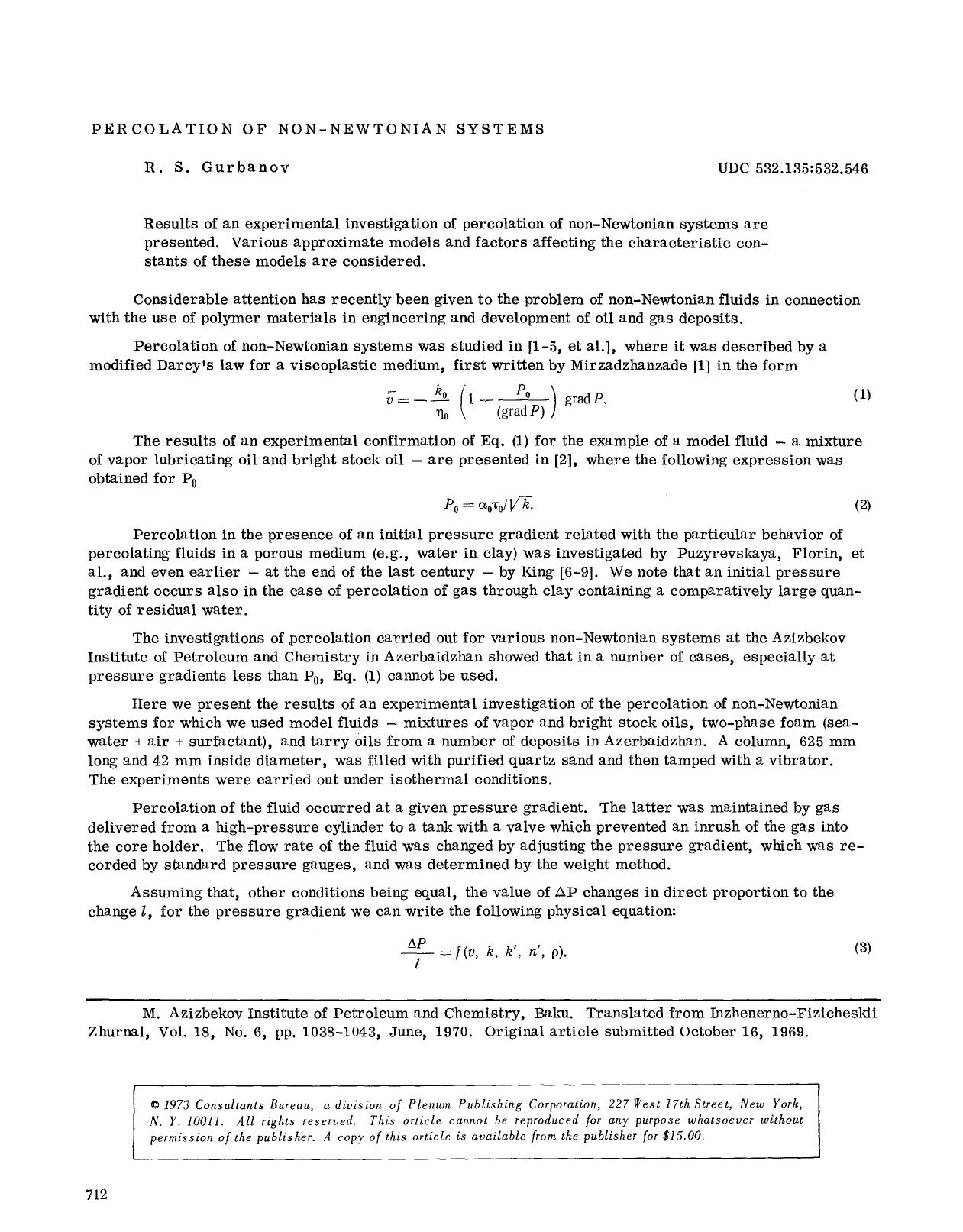 Percolation of non-Newtonian systems by Unknown