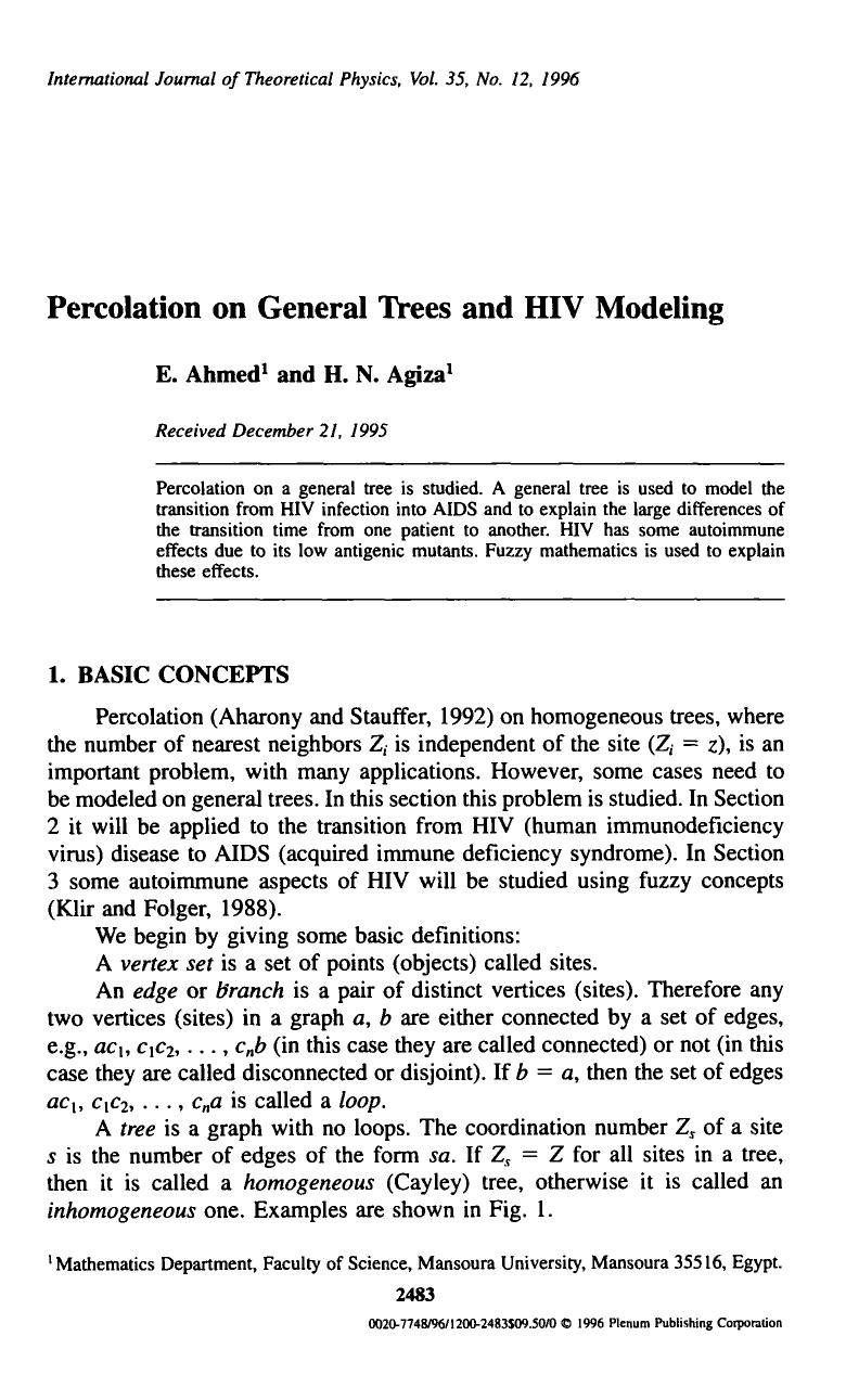 Percolation on general trees and HIV modeling by Unknown
