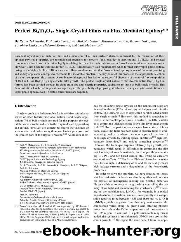 Perfect Bi4Ti3O12 Single-Crystal Films via Flux-Mediated Epitaxy by Unknown