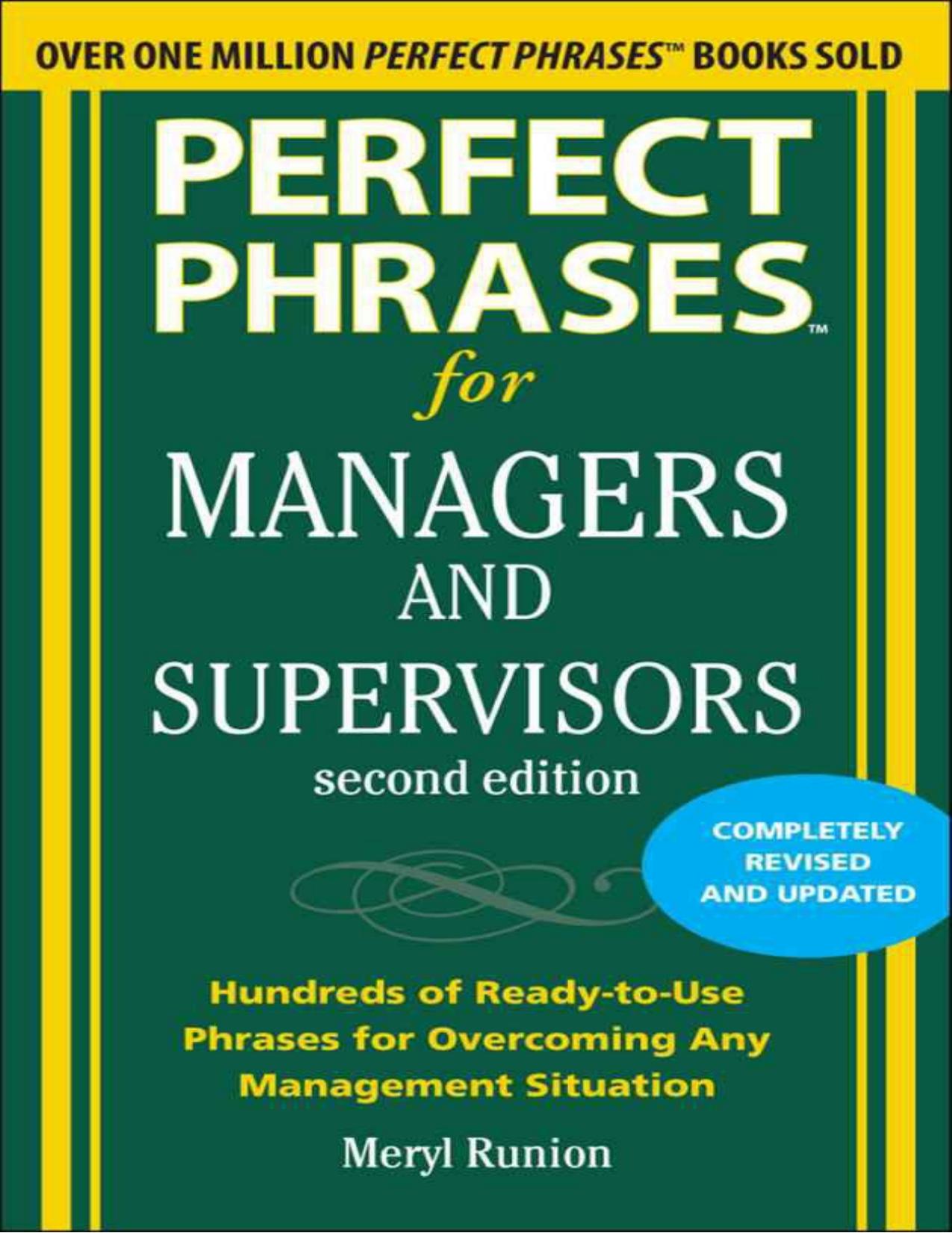 Perfect Phrases for Managers and Supervisors by Runion Meryl