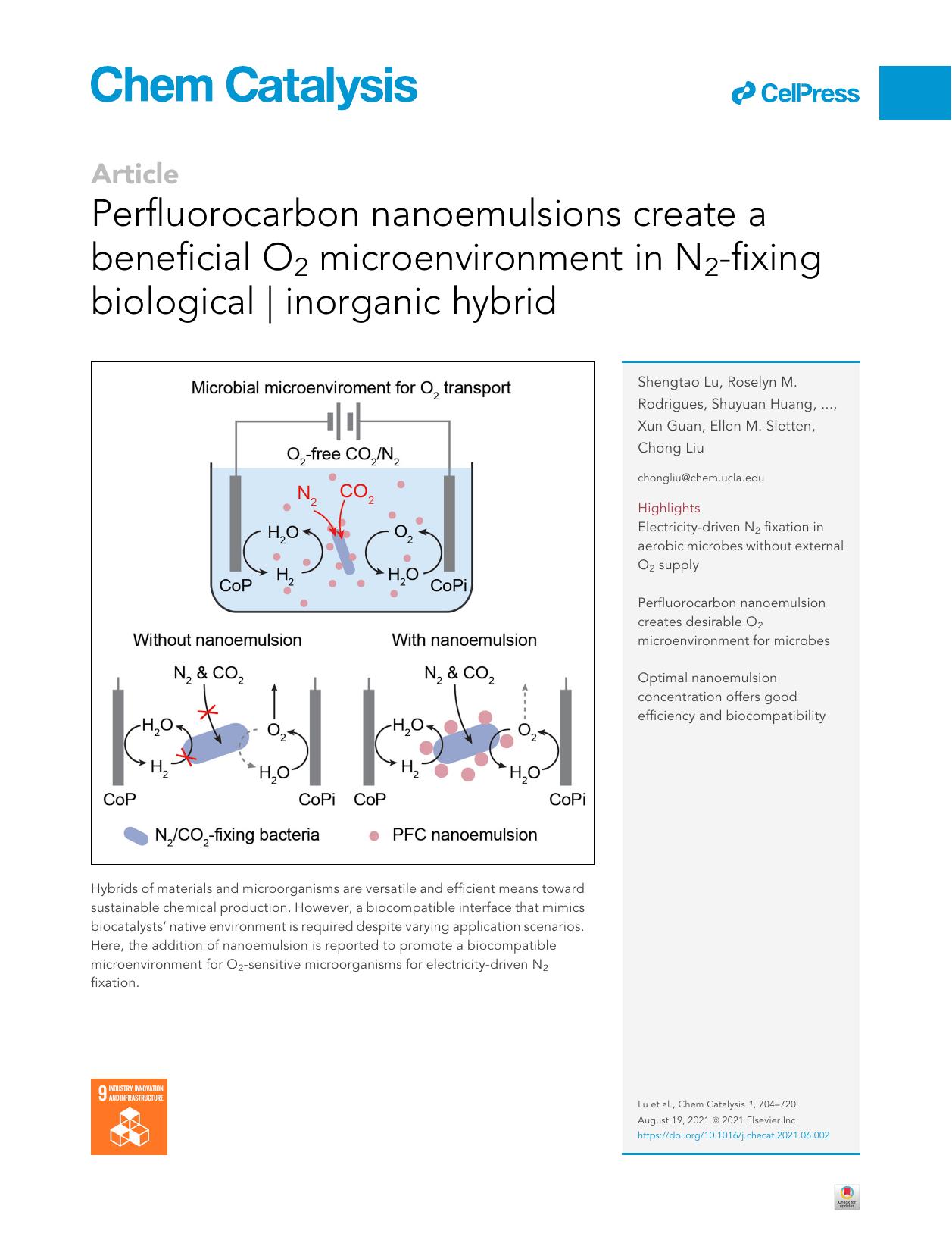 Perfluorocarbon nanoemulsions create a beneficial O2 microenvironment in N2-fixing biological | inorganic hybrid by unknow