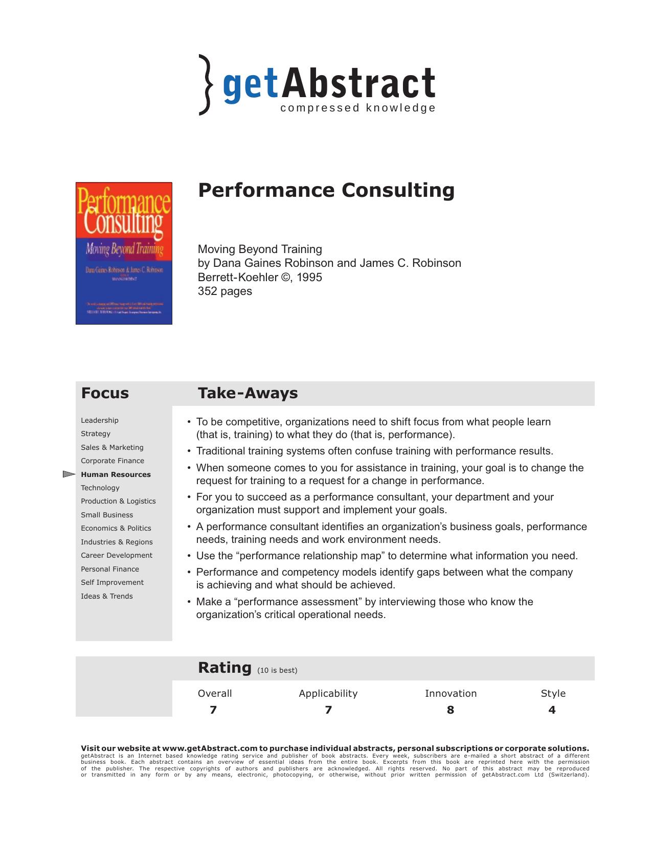 Performance Consulting by Unknown