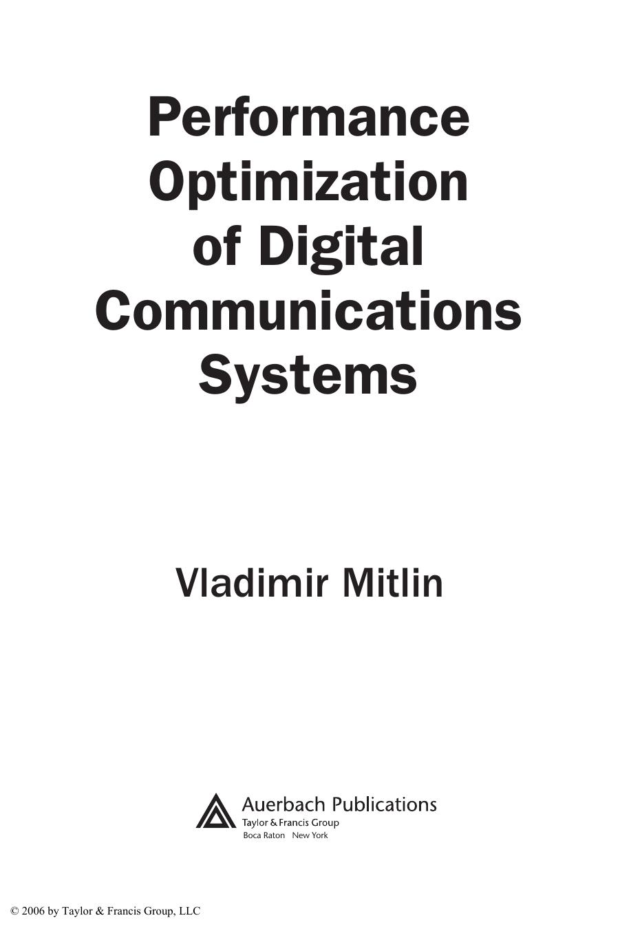 Performance Optimization of Digital Communications Systems (Repost) by Unknow