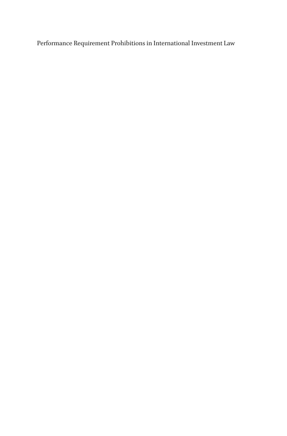 Performance Requirement Prohibitions in International Investment Law by Alexandre Genest