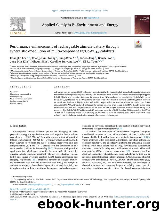 Performance enhancement of rechargeable zinc-air battery through synergistic ex-solution of multi-component PtCoWO4-x catalysts by unknow