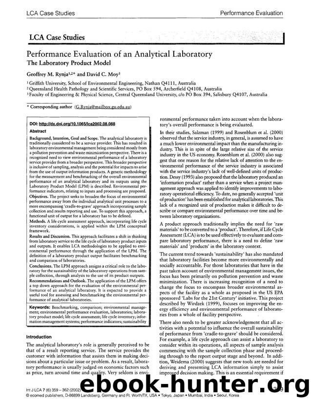 Performance evaluation of an analytical laboratory the laboratory product model by Unknown