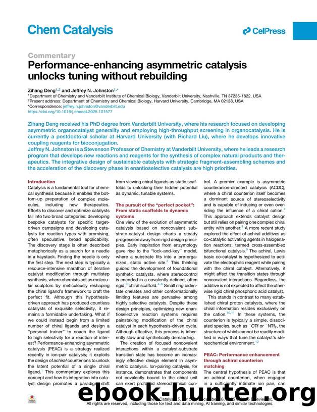 Performance-enhancing asymmetric catalysis unlocks tuning without rebuilding by Zihang Deng & Jeffrey N. Johnston