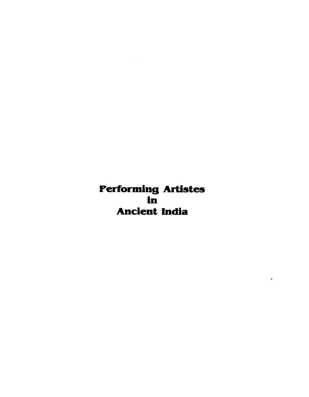 Performing Artistes in Ancient India by Iravati