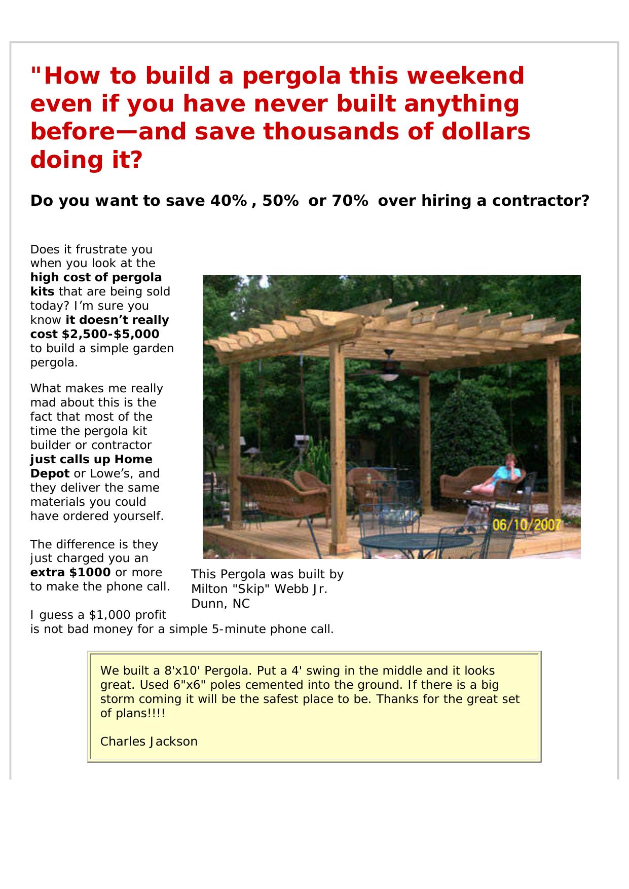 Pergola & Sun Trellis Plans. by Best of Kuszter's Collection