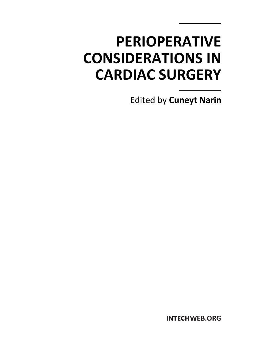 Perioperative Considerations in Cardiac Surgery by C. Narin