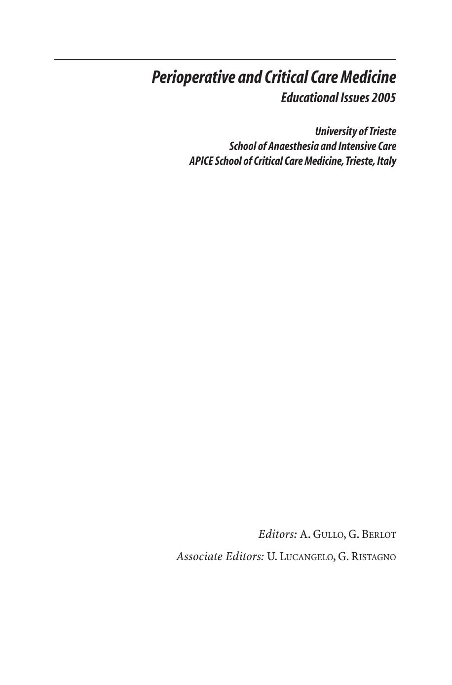 Perioperative and Critical Care Medicine by Unknown
