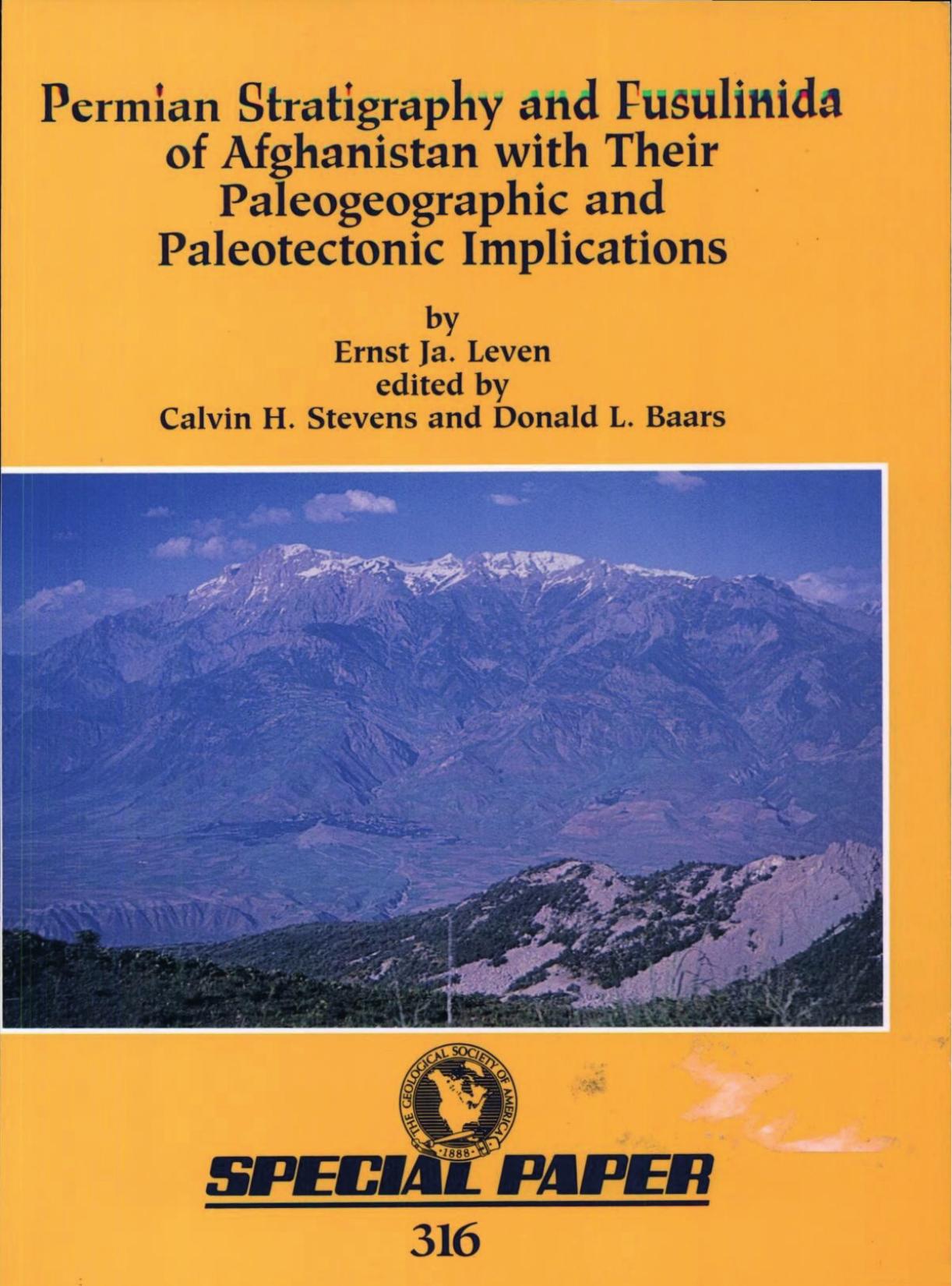 Permian Stratigraphy and Fusulinida of Afghanistan with Their Paleogeographic and Paleotectonic Implications (GSA Special Paper 316) by Ernst Ja. Leven Calvin H. Stevens Donald L. Baars