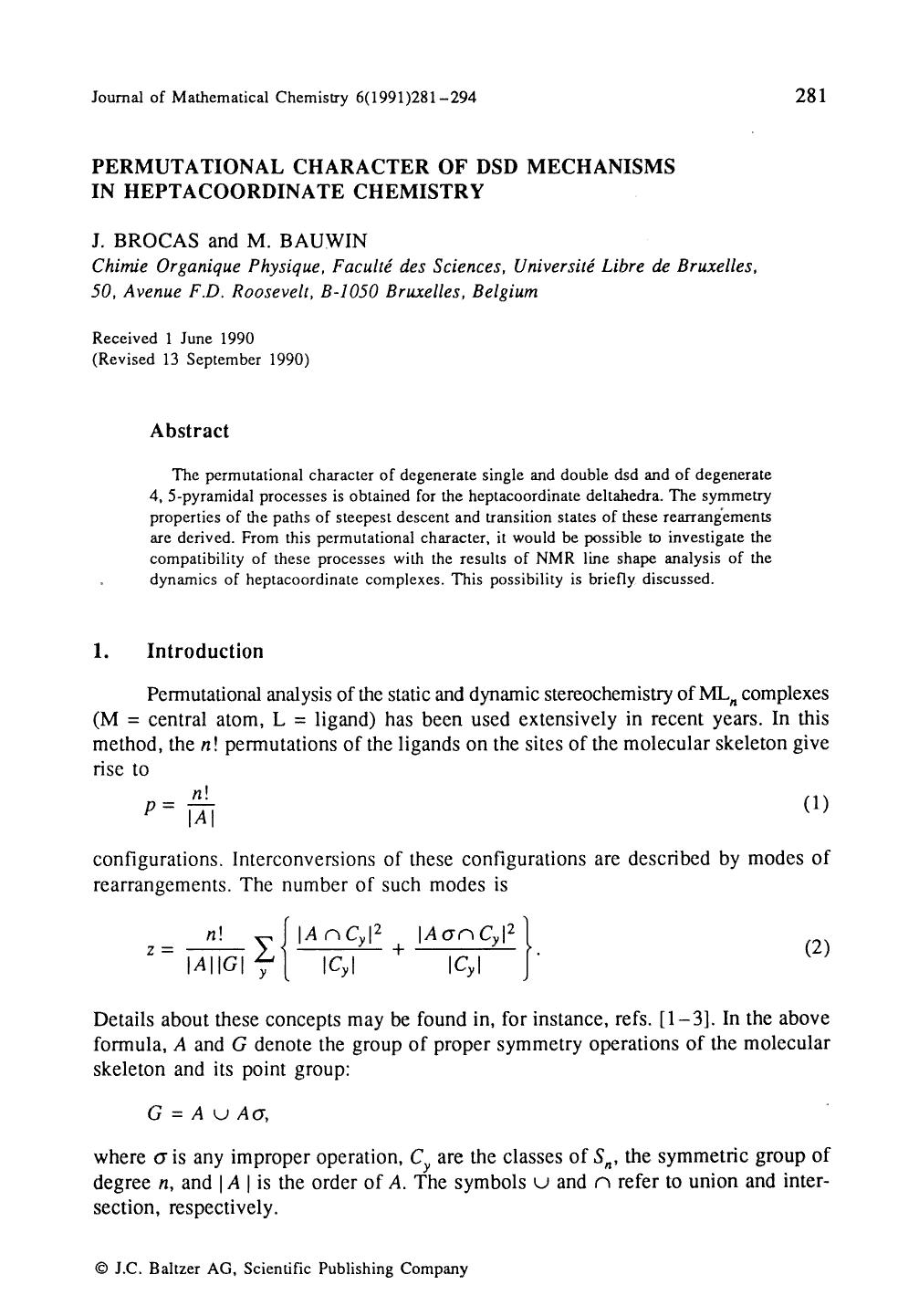 Permutational character of dsd mechanisms in heptacoordinate chemistry by Unknown
