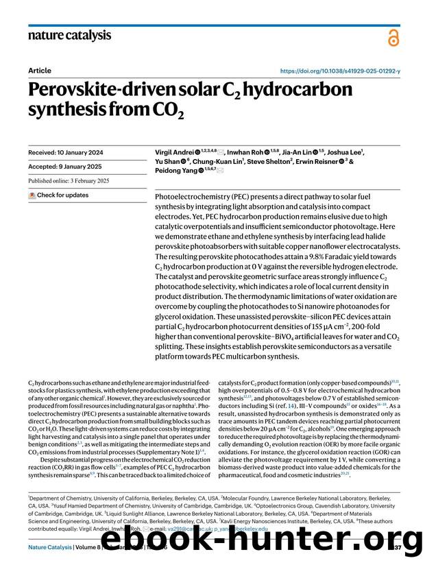 Perovskite-driven solar C2 hydrocarbon synthesis from CO2 by unknow
