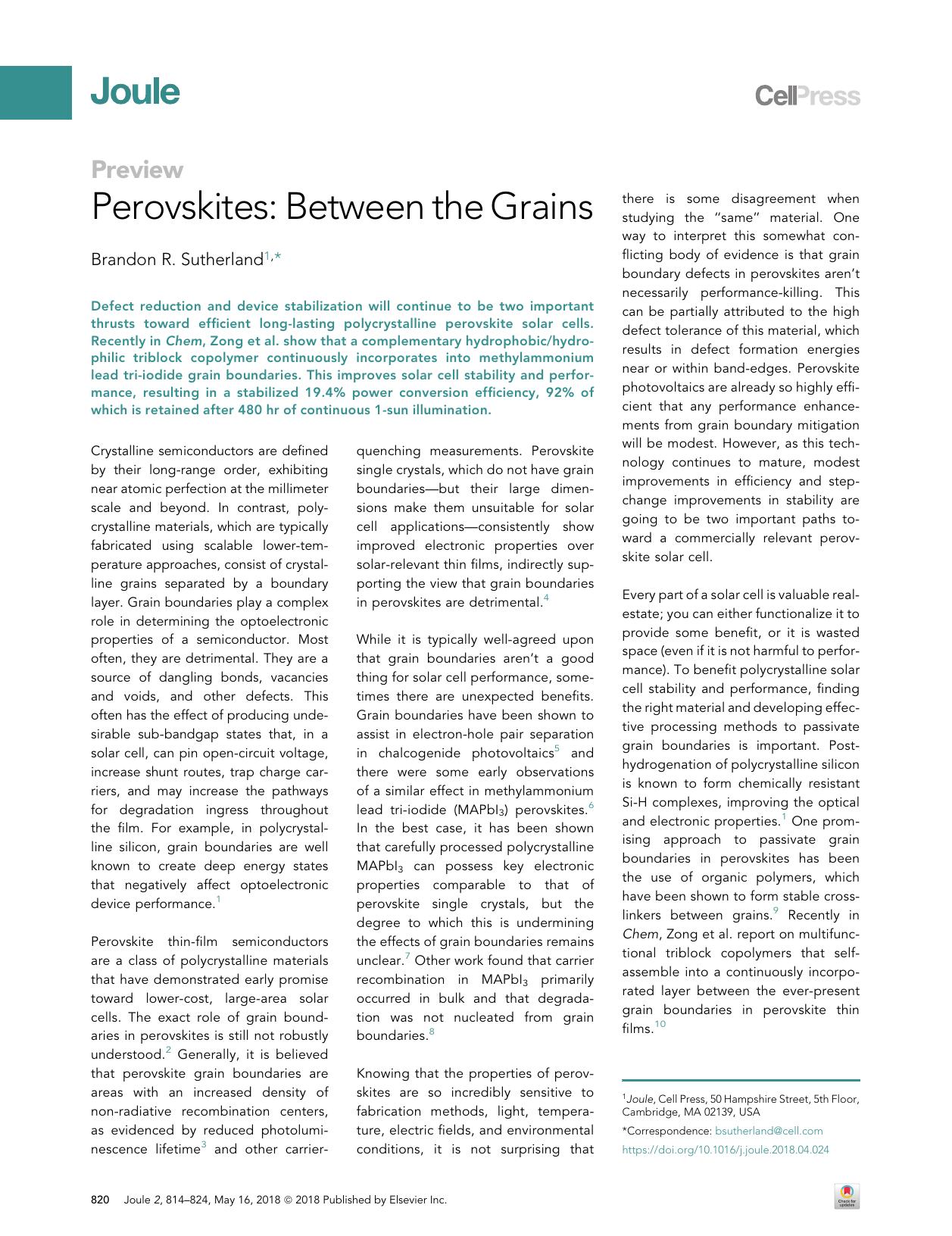 Perovskites: Between the Grains by Brandon R. Sutherland
