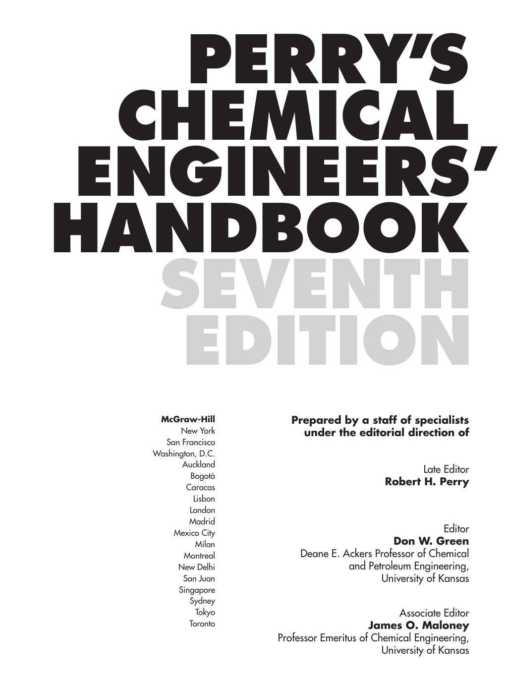 Perry's Chemical Engineers' Handbook (Seventh Edition) by Unknown